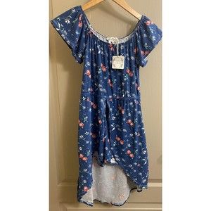 NWT Poof New York Romper Shorts Girls 14/16 Blue Floral
